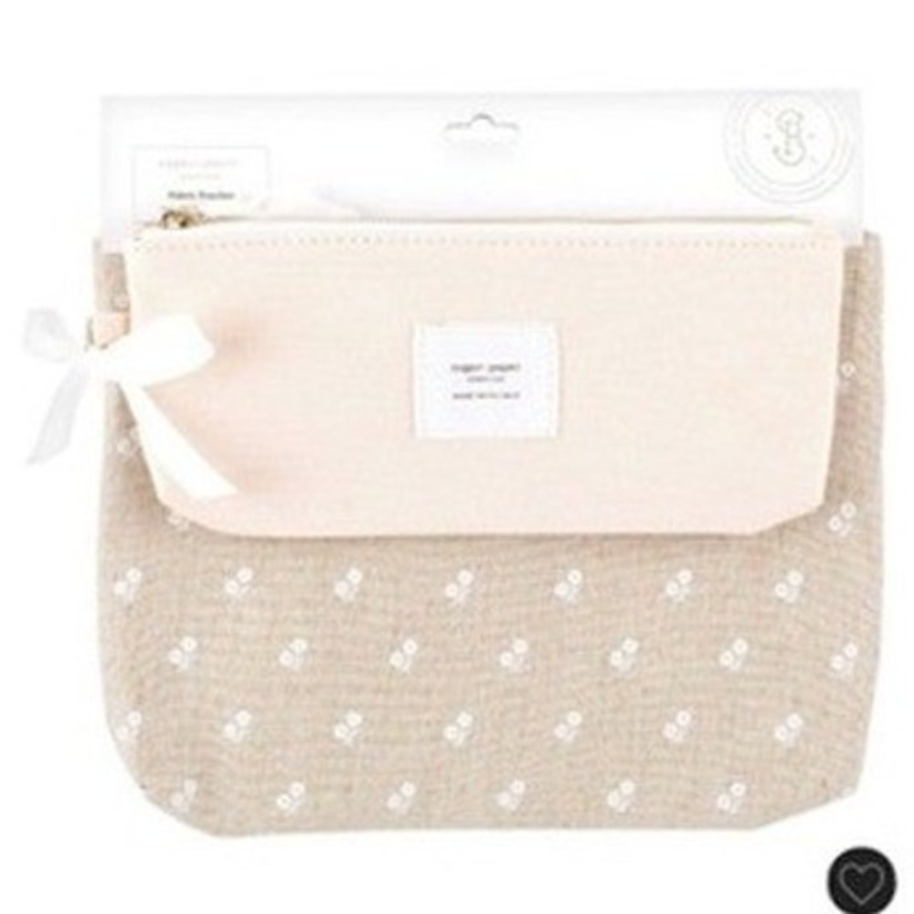 Sugar‎ Paper Essentials 2pk Pouch Womens OS Flax Pink Floral Fabric NWT